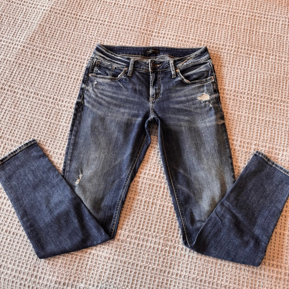 Silver Jeans Dark Blue distressed Boyfriend Jeans